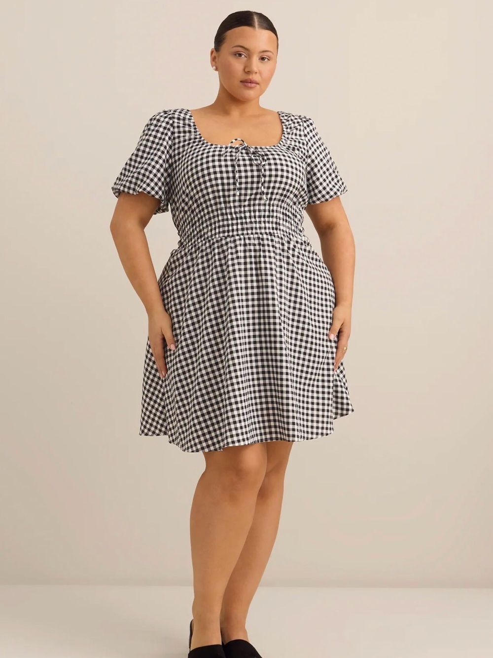 NWT Black and White Gingham Dress - Picture 3 of 3